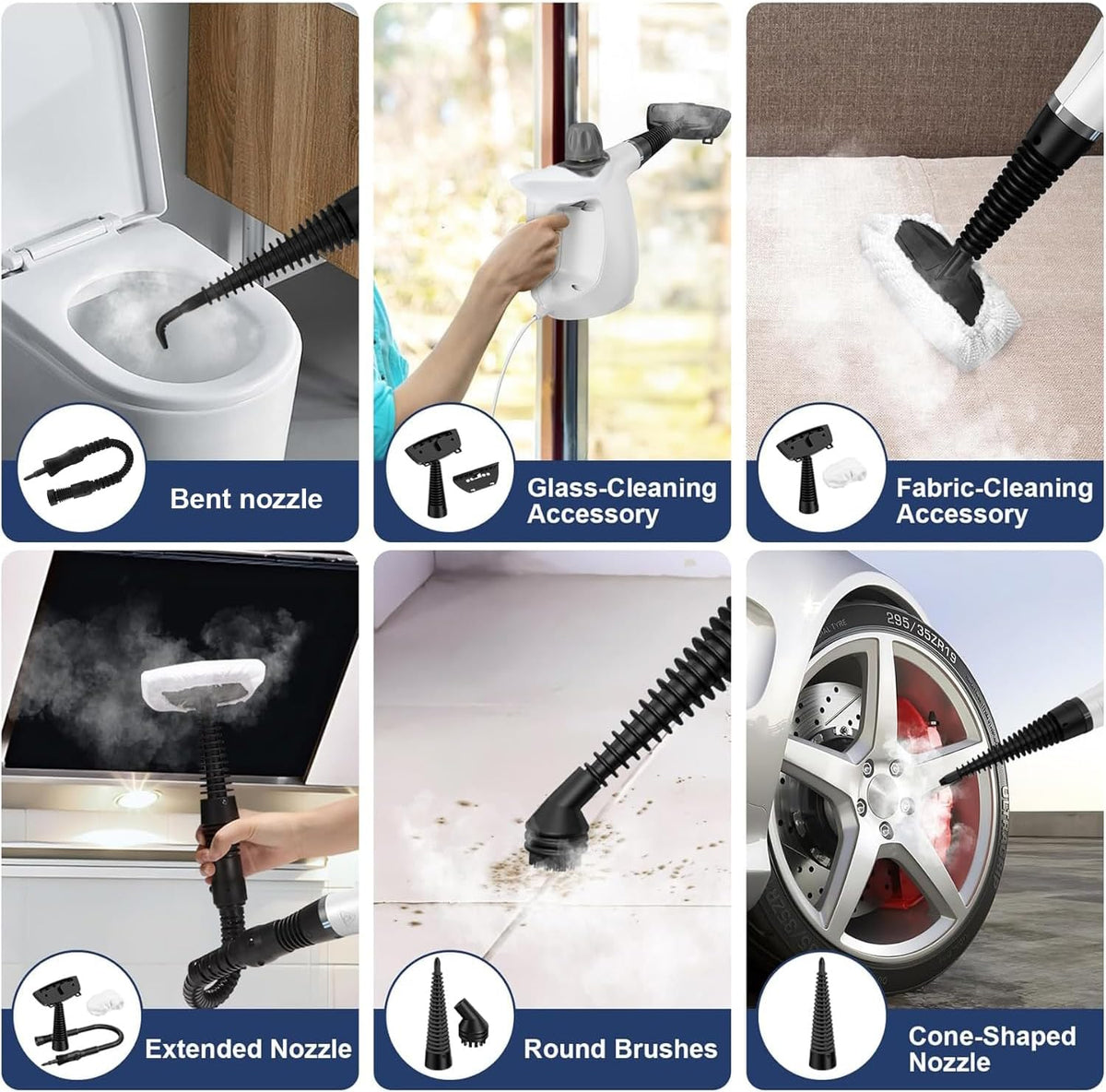High-pressure handheld steam cleaner with 8-piece accessory set – Valtira