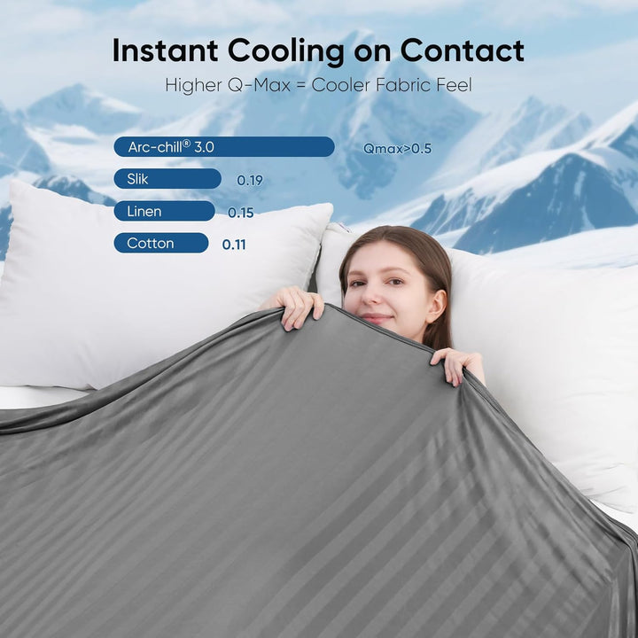 Cooling Fabric Q-max>0.5 Double-Sided Summer Blanket  of Dark Grey | Kalsten