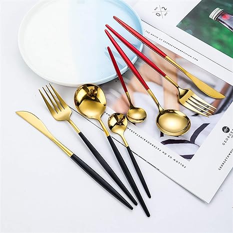 Luxury 24-Piece Gold-Silver Cutlery Set for Stylish Table Setting Kalsten