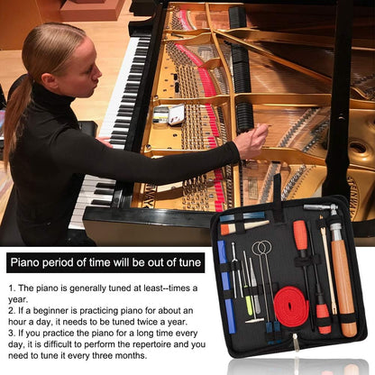 Professional 16-piece piano tuning kit with storage case - Arvena