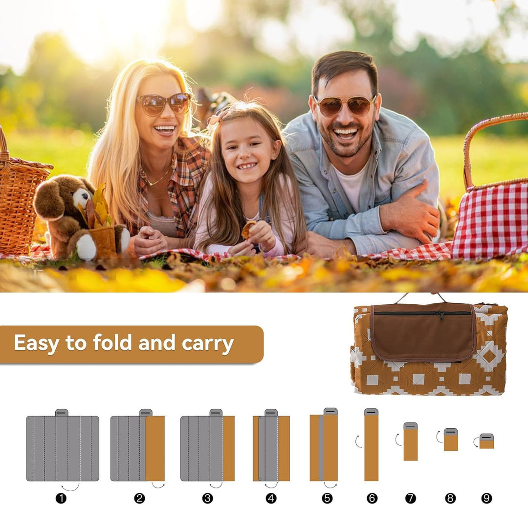 Kalsten | Extra Large Waterproof Picnic Blanket 200 × 200 cm with 3 Layers – MeadowRest