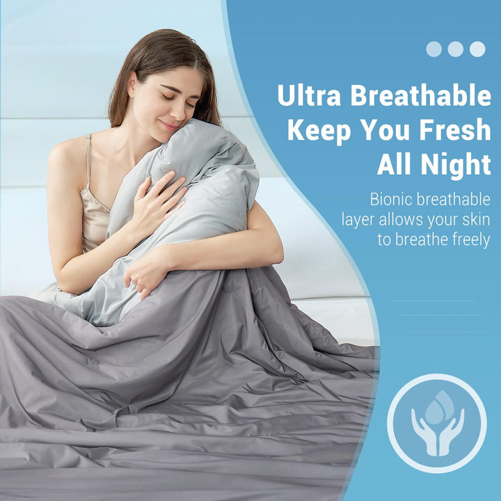 Cooling Comforter Q-Max > 0.5, Breathable & Soft, Gradient Gray | Kalsten