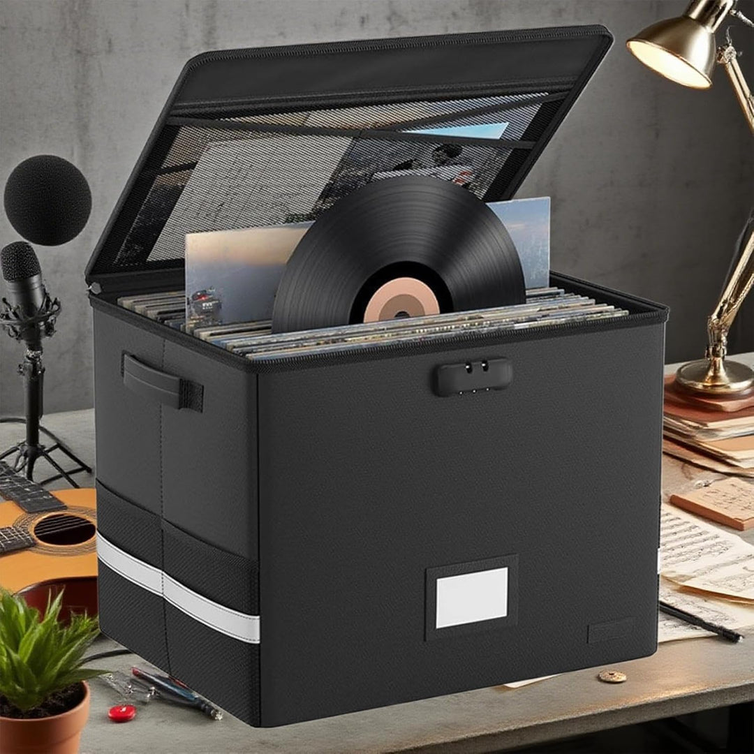 Kalsten | Fireproof Record Storage Case – Waterproof Organizer for 150+ 12-Inch Records – Arcion