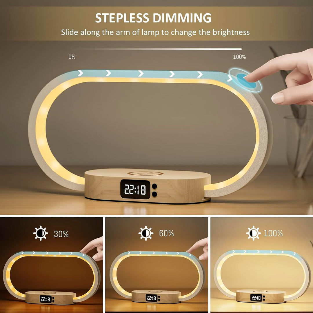 Wireless charging bedside lamp with clock – Lumora