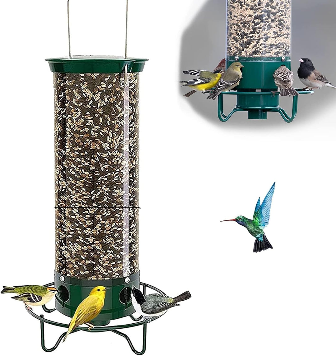 Kalsten | Squirrel-Proof Bird Feeder | Spinning Tube Feeder with 4 Ports & 5 lb Seed Capacity