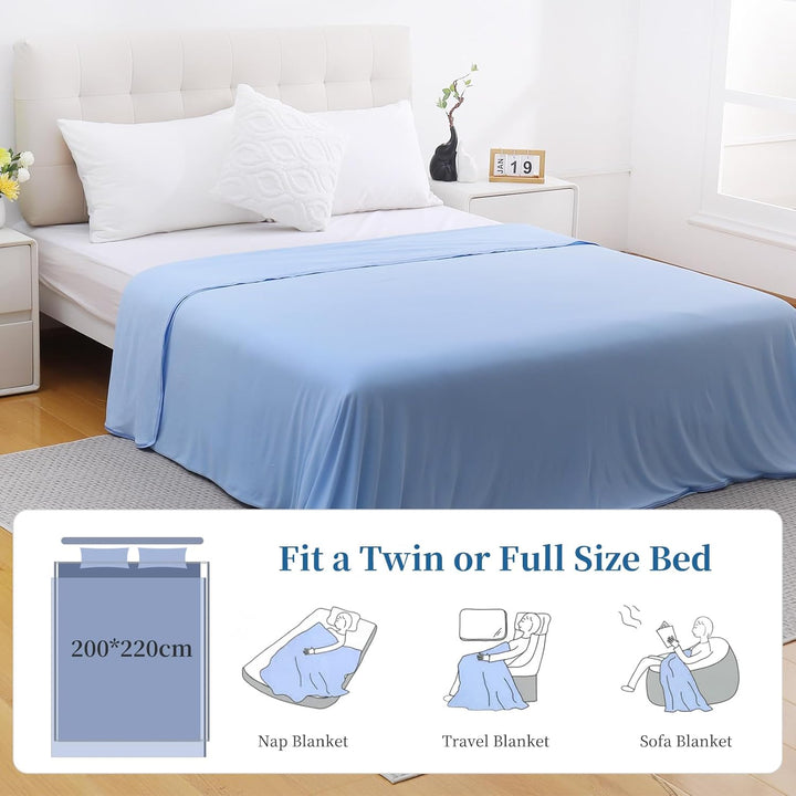 Cool Fiber Q-Max 0.4 Double-Sided Ice Silk Cooling Blanket – Lake Blue | Kalsten
