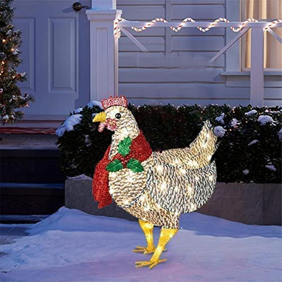 BowLift | WinterHen LED Chicken with Scarf – Illuminating Christmas Decoration for Indoor and Outdoor