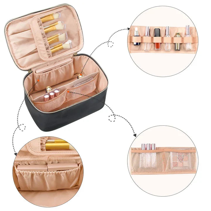 Skanto | Practical Makeup Organizer for Travel | With Compartments and Dividers