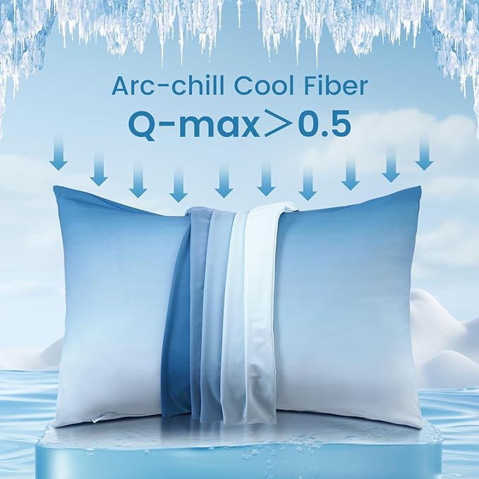 2 Pack Blue Cooling Pillowcases – Breathable, Soft, Skin & Hair Protecting | Kalsten