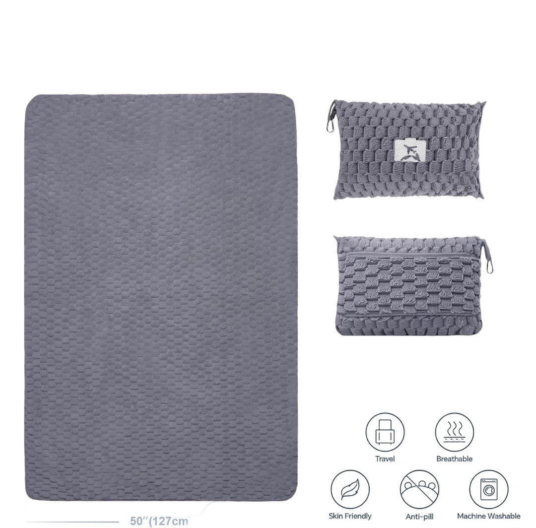 Kalsten | Packable Flannel Travel Blanket with Pillow Bag and Luggage Sleeve – Trevora