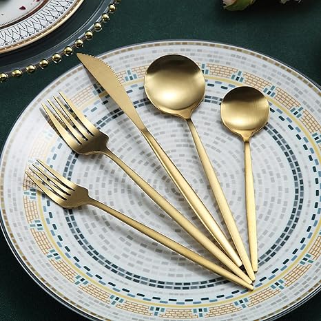 Minimalist Luxury Cutlery Set – 20 pieces, Titanium & Stainless Steel Kalsten
