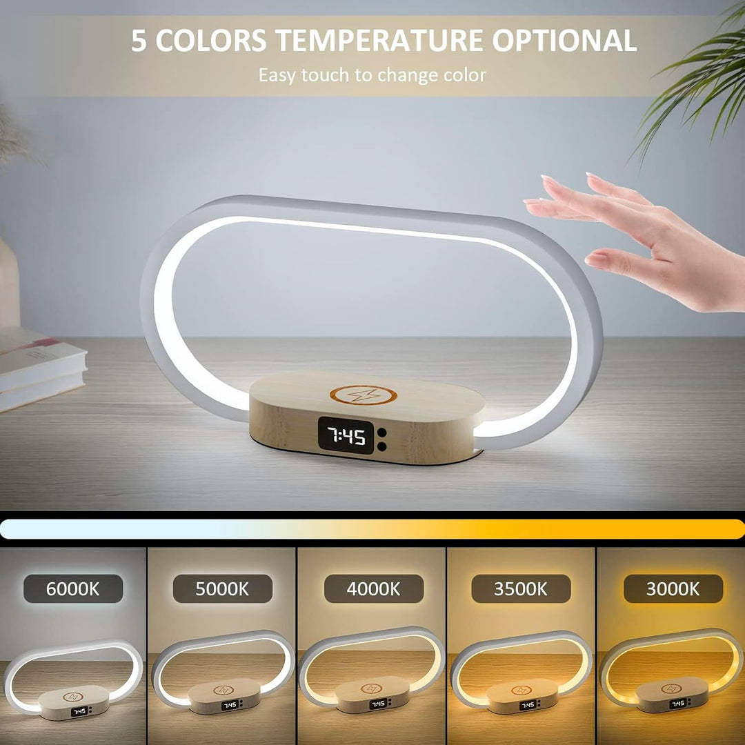 Wireless charging bedside lamp with clock – Lumora