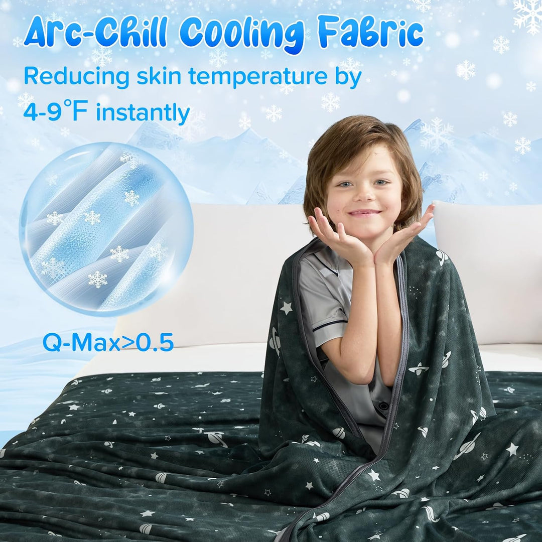 Glow-in-the-Dark Cooling Blanket For Kids– Q-Max > 0.5, Double-Sided Color Black | Kalsten