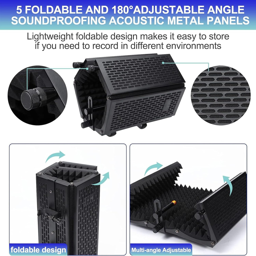 Kalsten | Triple-Layer Foldable Microphone Isolation Shield with Tripod Stand