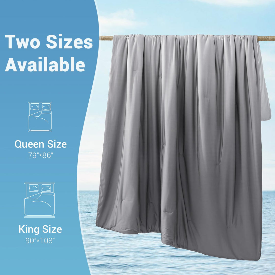 Cooling Comforter Q-Max > 0.5, Breathable & Soft, Gradient Gray | Kalsten