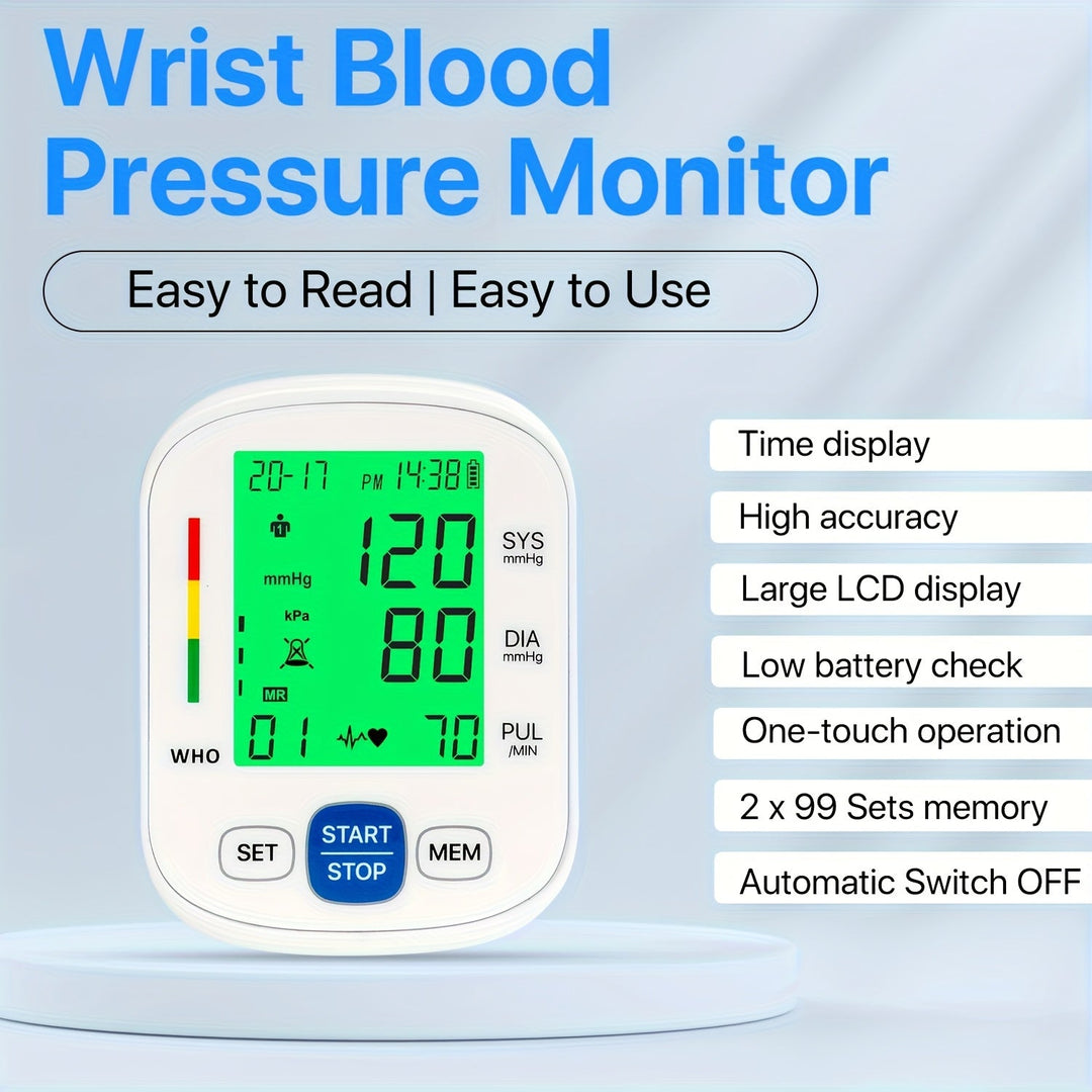 Wrist blood pressure monitor with illuminated display | Kalsten