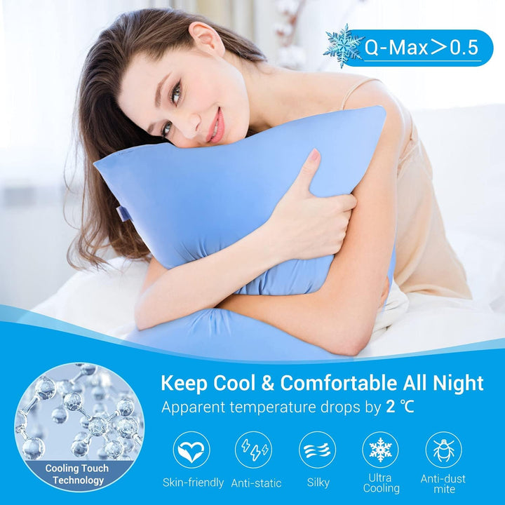 2-Pack Premium Silky Super Cooling Blue Pillowcases –  Extreme Q-Max 0.5 | Kalsten