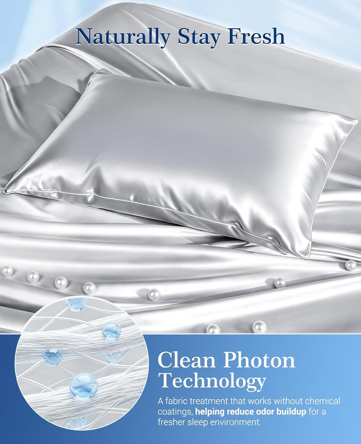 Cooling Pillowcases Q-max>0.5, 2-Pack, Soft & Hair-Friendly- Silver Gray | Kalsten