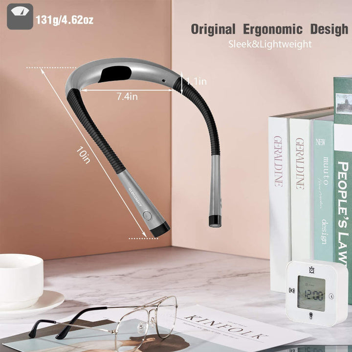 Kalsten | LED Neck Reading Lamp, Book Light for Reading in Bed, 3 Colors, 6 Brightness Levels, Flexible Arm, Rechargeable, Durable, Perfect for Reading, Knitting, Camping, Repairing