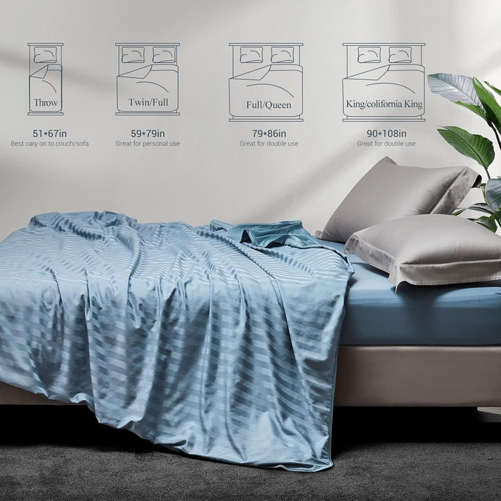 Cooling Fabric Q-max>0.5  Double-Sided Summer Blanket of Color Blue | Kalsten