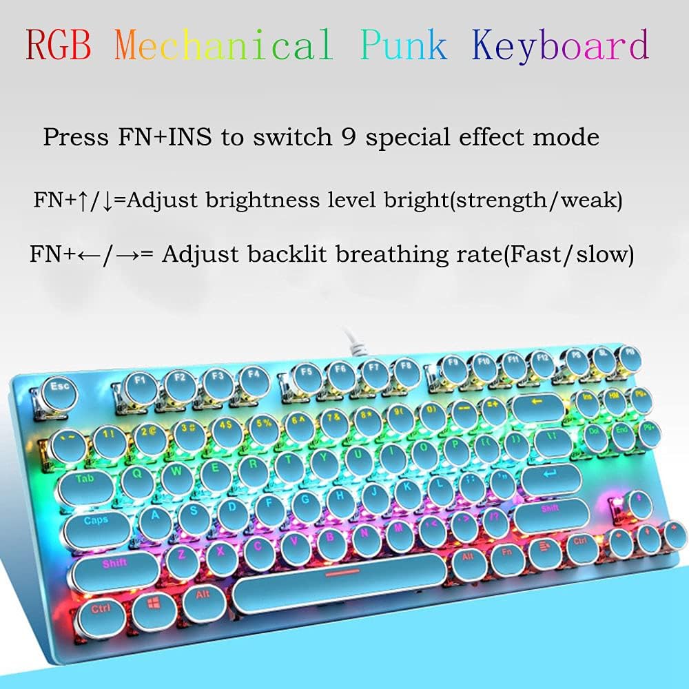 Kalsten | 87-Key Mechanical Gaming Keyboard RGB Backlit Blue Switch