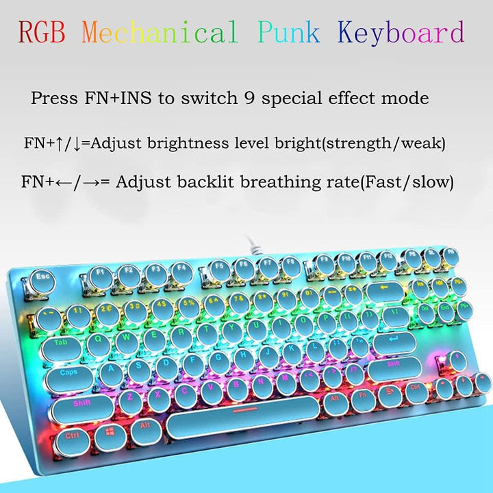 Kalsten | 87-Key Mechanical Gaming Keyboard RGB Backlit Blue Switch