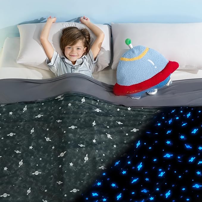 Glow-in-the-Dark Cooling Blanket For Kids– Q-Max > 0.5, Double-Sided Color Black | Kalsten