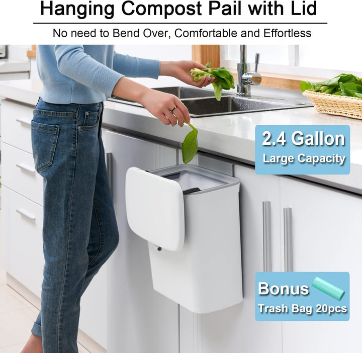 Kalsten | 2.4 Gallon Kitchen Compost Bin For Counter Top Or Under Sink