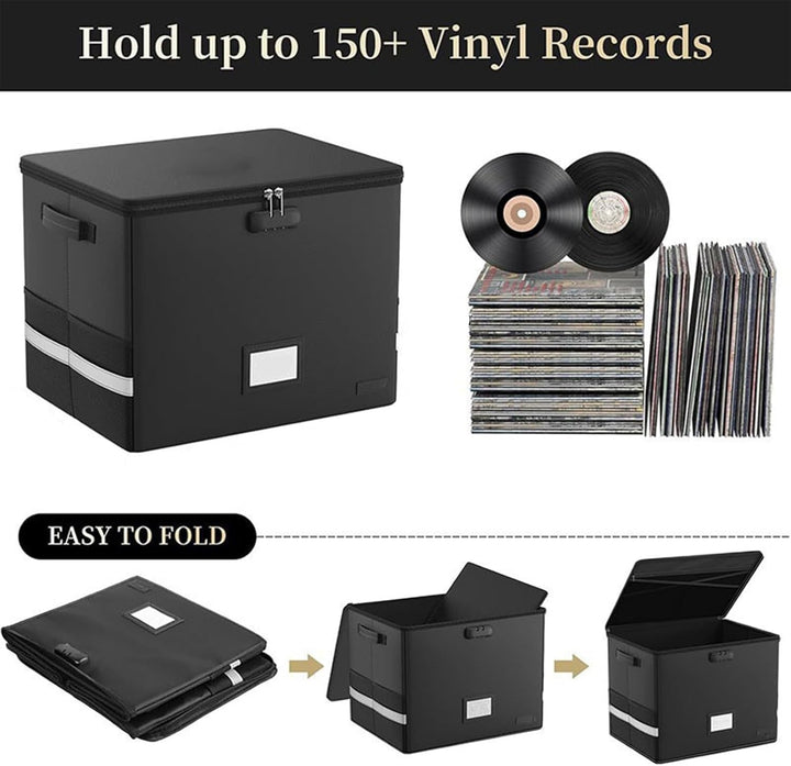 Kalsten | Fireproof Record Storage Case – Waterproof Organizer for 150+ 12-Inch Records – Arcion