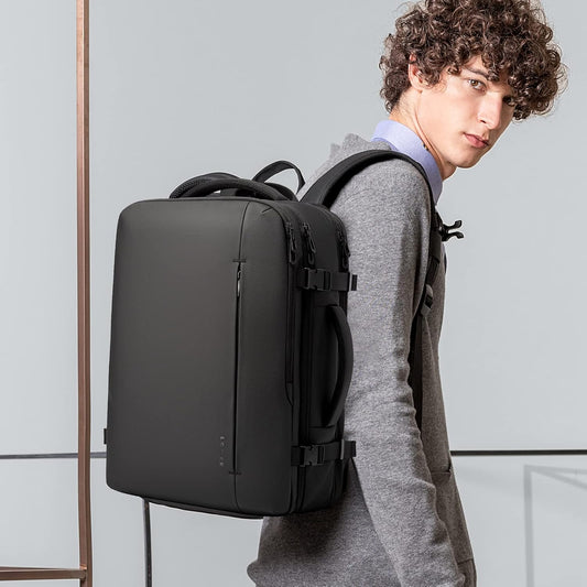 Expandable 26-45L waterproof travel backpack with laptop compartment & duffle carry | Karnz
