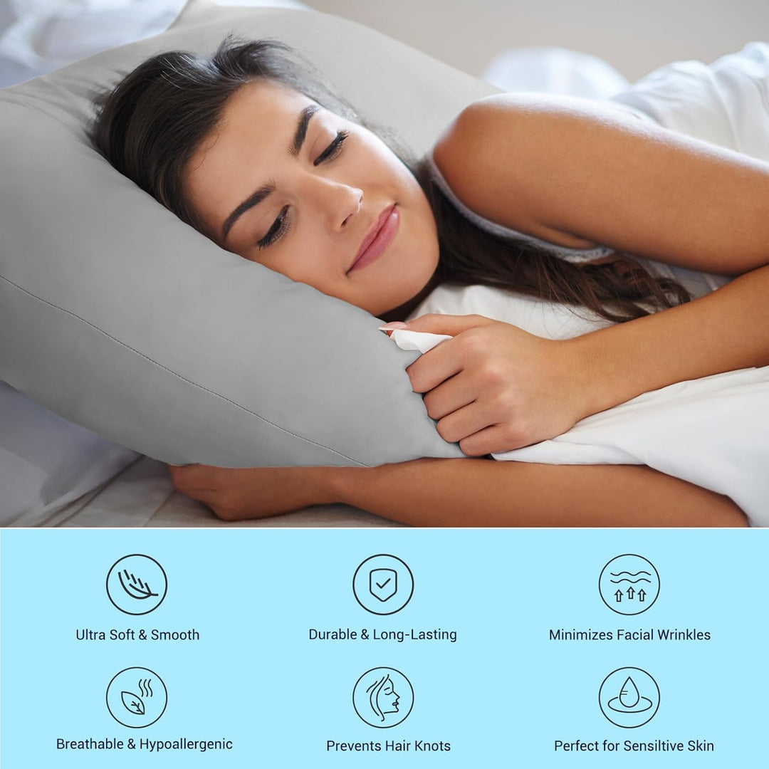 2-Pack Cooling Pillowcases – Q-Max >0.5 , Anti-Static, Hidden Zipper,, Color Gray | Kalsten