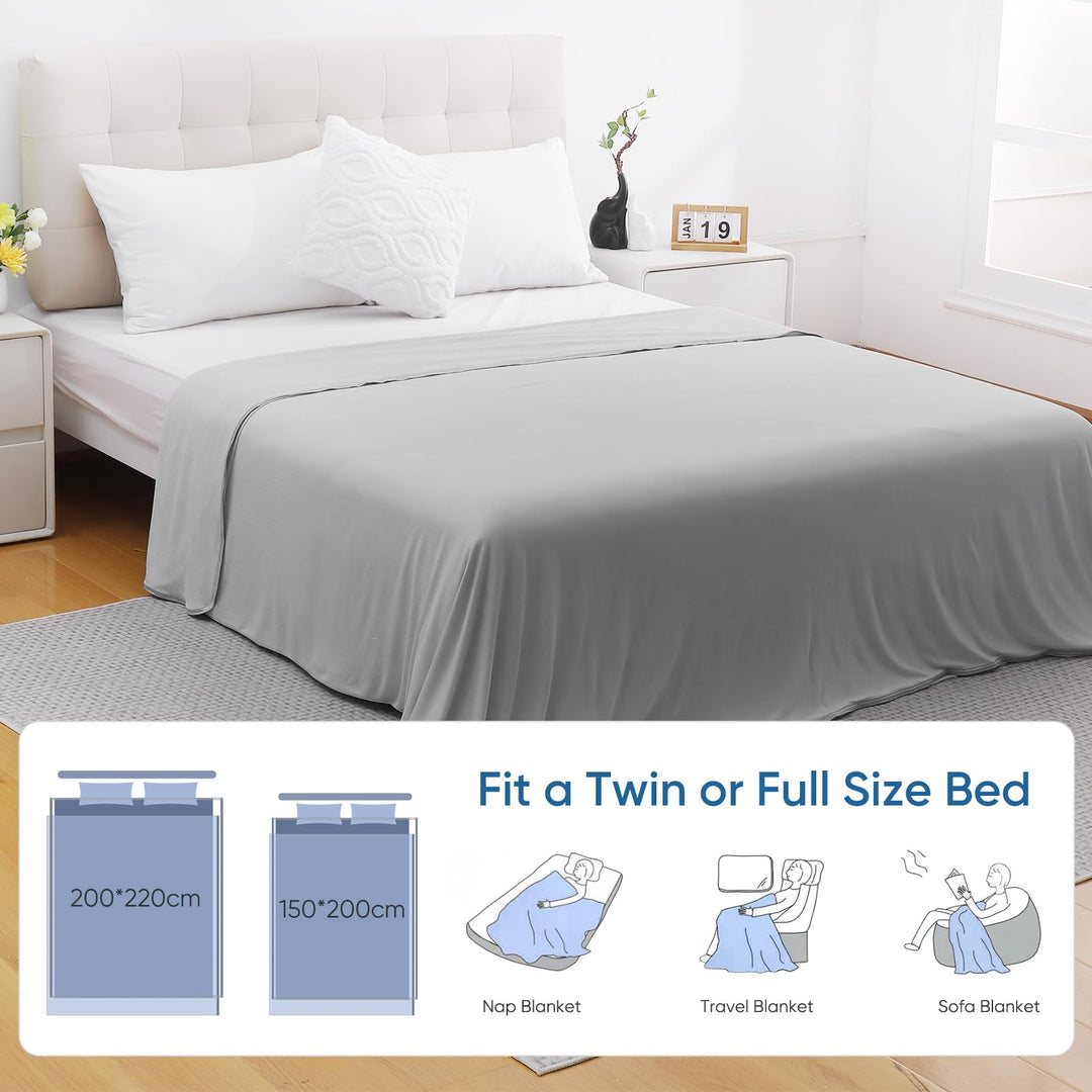Cooling Blanket –   Q-Max>0.5, Lightweight Bamboo Fiber, Breathable & Soft, All-Season Cool Comfort | Kalsten