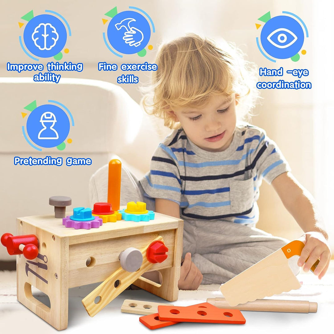 Wooden Toddler Tools - Creative Play Fun with the Wooden Tool Box Kalsten