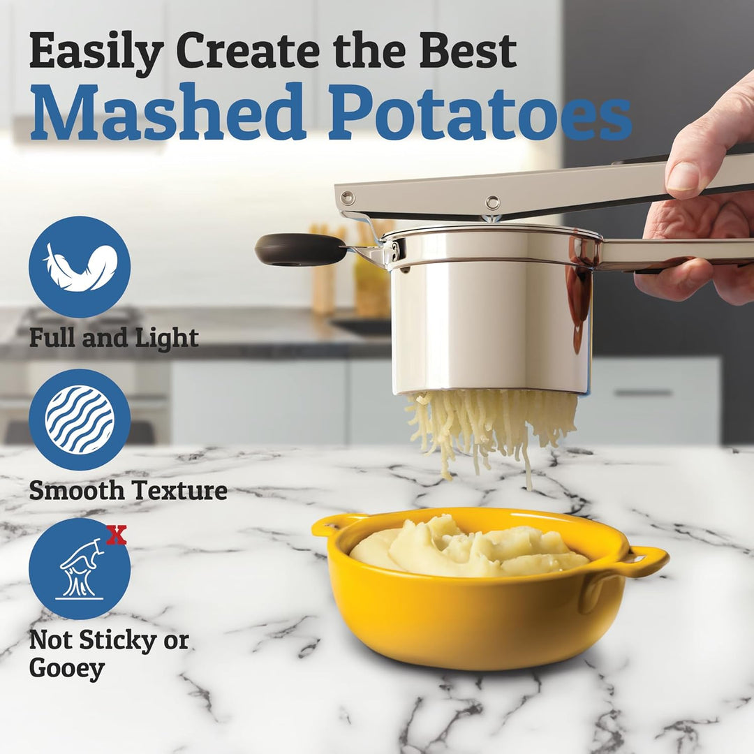 Kalsten | PureMasher Pro Stainless Steel Potato Masher 15oz | Extra Large Capacity | For Mashed Potatoes, Vegetables & Fruits | Lump-Free & Durable