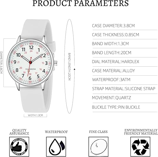 Skanto | Stylish Women's Clip Watch – Waterproof Silicone Fob Watch in Elegant Colors