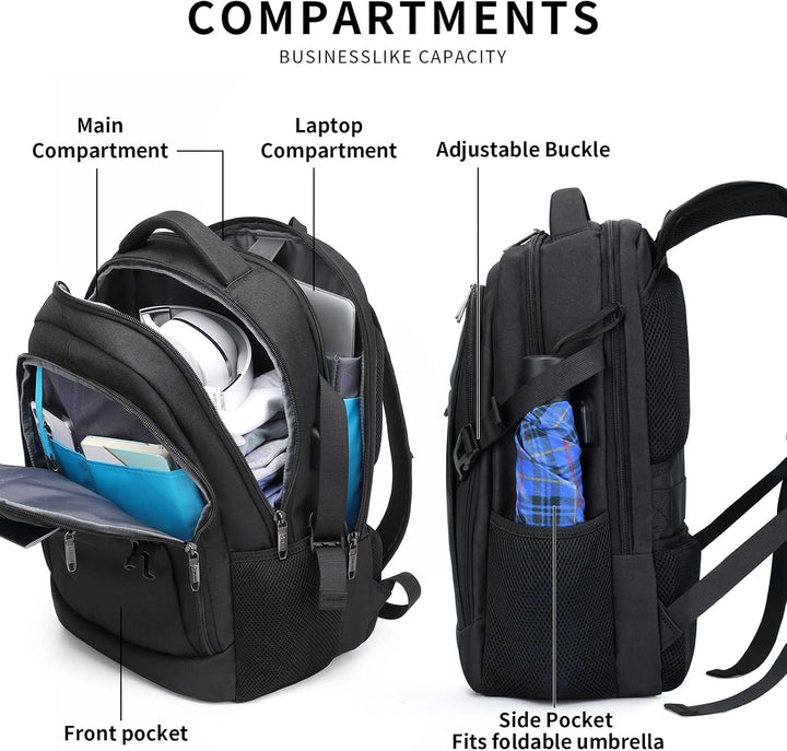 Water-Resistant Travel Laptop Backpack with USB Port & Organised Storage | Kalsten