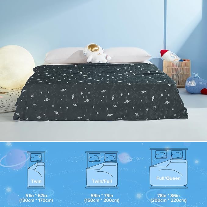 Glow-in-the-Dark Cooling Blanket For Kids– Q-Max > 0.5, Double-Sided Color Black | Kalsten