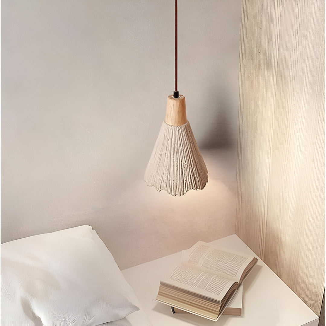 Pendant Light Cement 13.8 in Cream Dining Room Kitchen Island Hanging Ceiling Minimalist Wabi Sabi Rustic Fixture | Kalsten