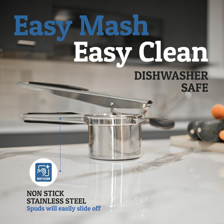 Kalsten | PureMasher Pro Stainless Steel Potato Masher 15oz | Extra Large Capacity | For Mashed Potatoes, Vegetables & Fruits | Lump-Free & Durable