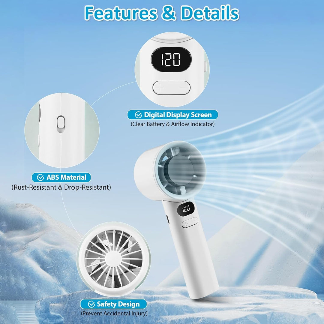 MTech Handheld High-Speed Fan – Rechargeable USB Mini Fan with 120 Speeds & Display | Kalsten