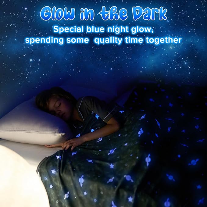 Glow-in-the-Dark Cooling Blanket For Kids– Q-Max > 0.5, Double-Sided Color Black | Kalsten