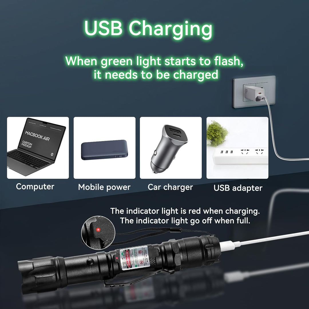 Kalsten | Flashlight Rechargeable Green Outdoor LED Torch