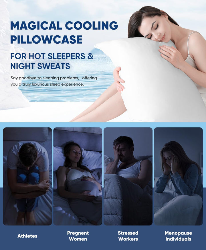 2-Pack Premium Silky Super Cooling White Pillowcases –  Extreme Q-Max 0.5 | Kalsten
