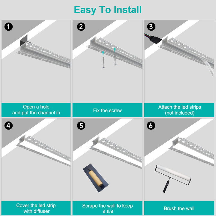 Aluminum LED Channel with Diffuser – 10 Pack