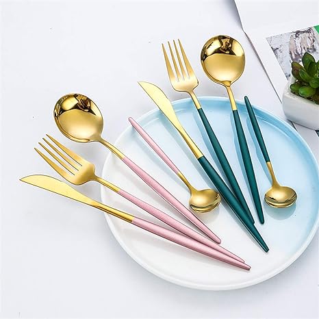 Luxury 24-Piece Gold-Silver Cutlery Set for Stylish Table Setting Kalsten