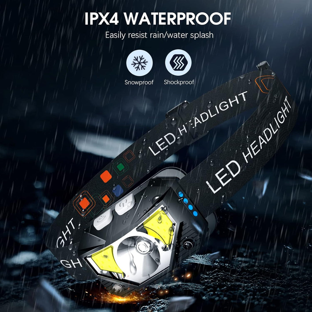 Rechargeable LED Headlamp with Motion Sensor – 2 Pack