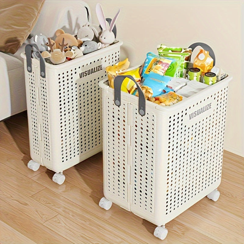 Foldable laundry box with castors