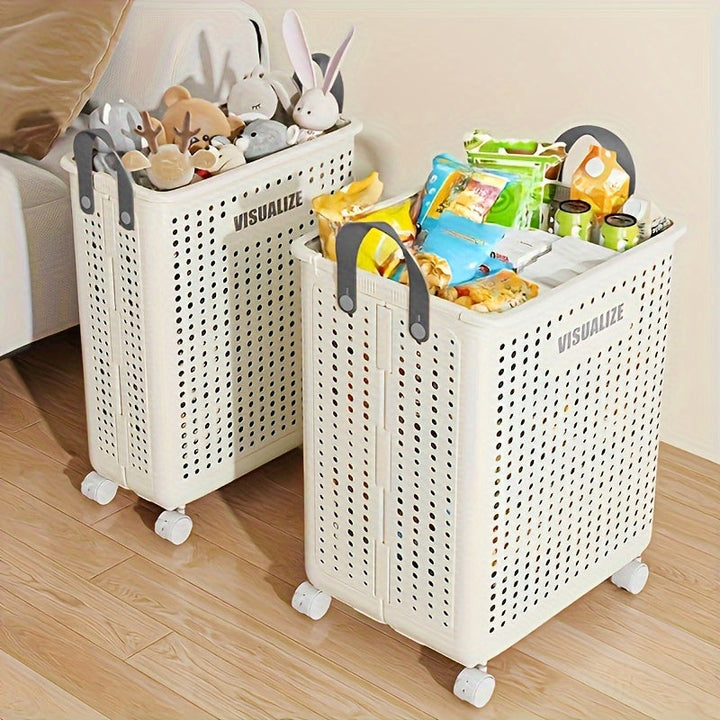 Foldable laundry box with castors
