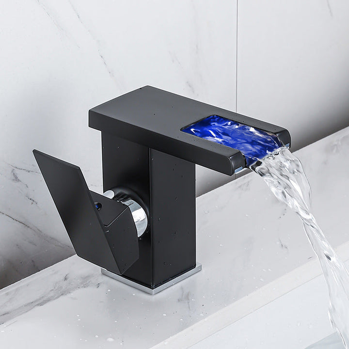 Kalsten | Waterfall basin mixer tap square lever handle with LED three-color light