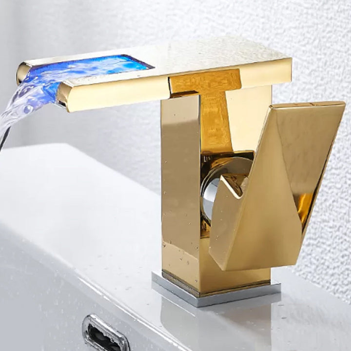 Kalsten | Waterfall basin mixer tap square lever handle with LED three-color light